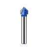 1PC/4PCS 6mm 1/4in Shank 90-Degree V-Type Slot Cutter, Solid Carbide (6mm x 9.52mm) view 1