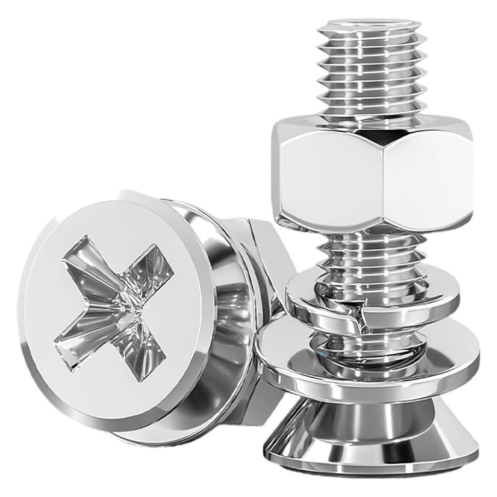 20-Piece M12 x 16/20/25/30 mm Phillips Flat-Head Machine Screw, Nut and Flat Washer Set, 201 Stainless Steel (M12 x 25, 20 pcs)