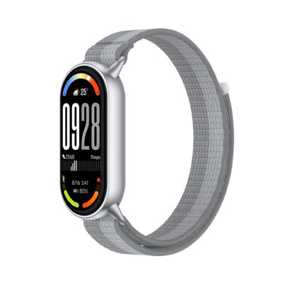 GIOPUEY Braided Nylon Band Compatible with Xiaomi Band 10/9/8, Elastic Replacement Band, Unisex - Grey/Grey