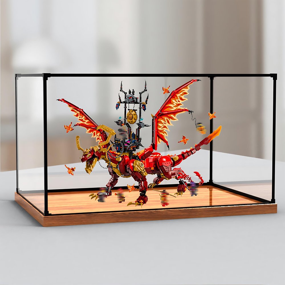 Acrylic Display Case for L-e*-go 71822 Mighty Dragon Model, Dustproof Transparent Case (Model Not Included)