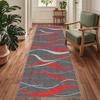 Extra-Long Runner Rug 110 x 200 cm, Modern Vintage Gray and Red view 1
