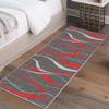 Extra-Long Runner Rug 110 x 200 cm, Modern Vintage Gray and Red view 4