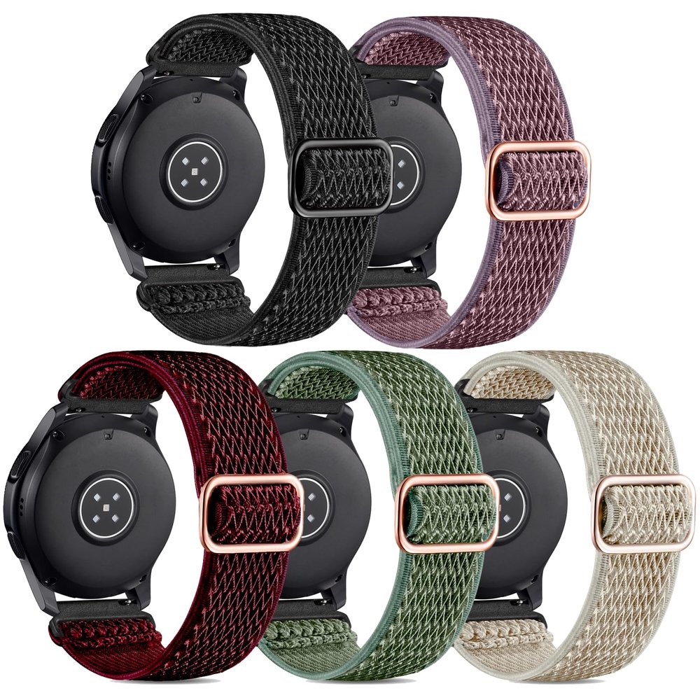 Hgsxst 5-Pack Elastic Nylon Bands for Samsung Galaxy Watch, 20 mm