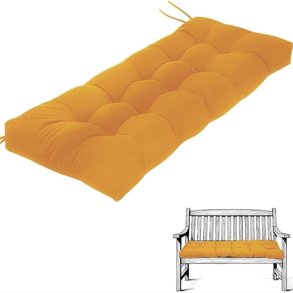 AQIGR Bench Cushion, Garden Bench Pad, 90/100/110/120 x 50 cm, 8–10 cm Thick, Orange, 100 x 40 cm