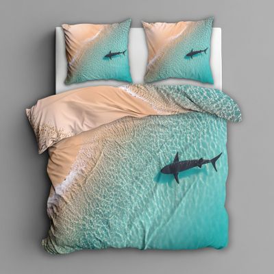 Generic Beach Sea Shark Bedding Set 135 x 200 cm, 2-Piece