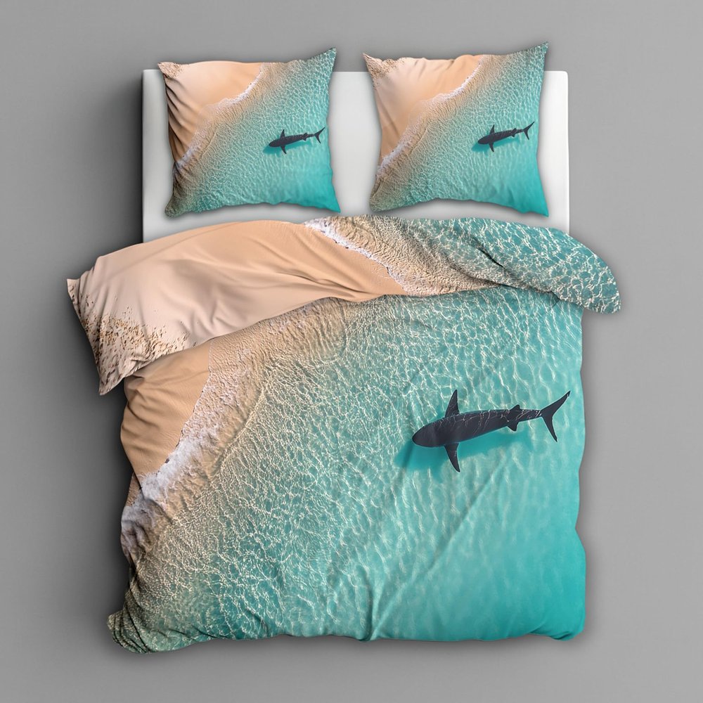 Generic Beach Sea Shark Bedding Set 135 x 200 cm, 2-Piece