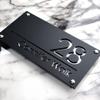 HDLOVE Personalized Acrylic Address Sign, Custom Door Number, Outdoor Waterproof Door Sign (Matte Gray + Gold Mirror) view 2