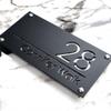 HDLOVE Personalized Acrylic Address Sign, Custom Door Number, Outdoor Waterproof Door Sign (Matte Gray + Gold Mirror) view 4