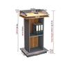 KLLJHB Curved Metal Podium for Conferences, Wooden Presentation Stand and Freestanding Lectern for Churches and Offices view 2