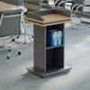 KLLJHB Curved Metal Podium for Conferences, Wooden Presentation Stand and Freestanding Lectern for Churches and Offices view 3