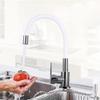 Multicolor Kitchen Faucet with 360° Swivel Hot and Cold Water Mixer for Deck Mounting, Modern White Design view 1