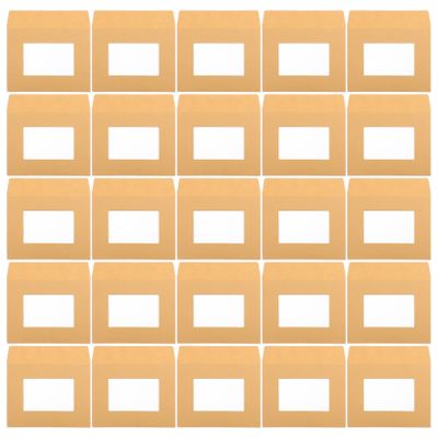Happyyami Kraft Paper Envelopes for Documents, Transparent Self-Adhesive Bags for Invitations, Greeting Cards, and Photos, 25-Pack