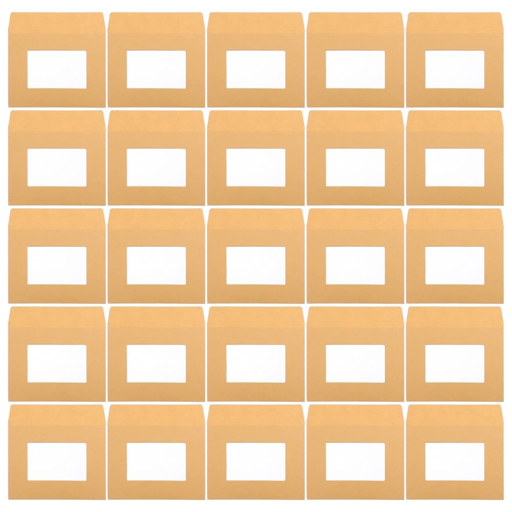 Happyyami Kraft Paper Envelopes for Documents, Transparent Self-Adhesive Bags for Invitations, Greeting Cards, and Photos, 25-Pack
