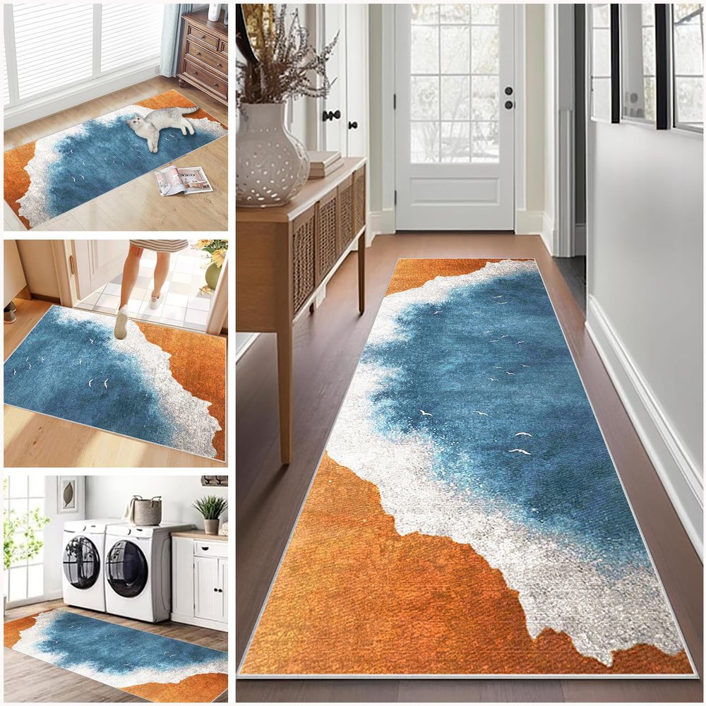 Long Hallway Runner Rug, Non-Slip, Washable, 90 x 120 cm