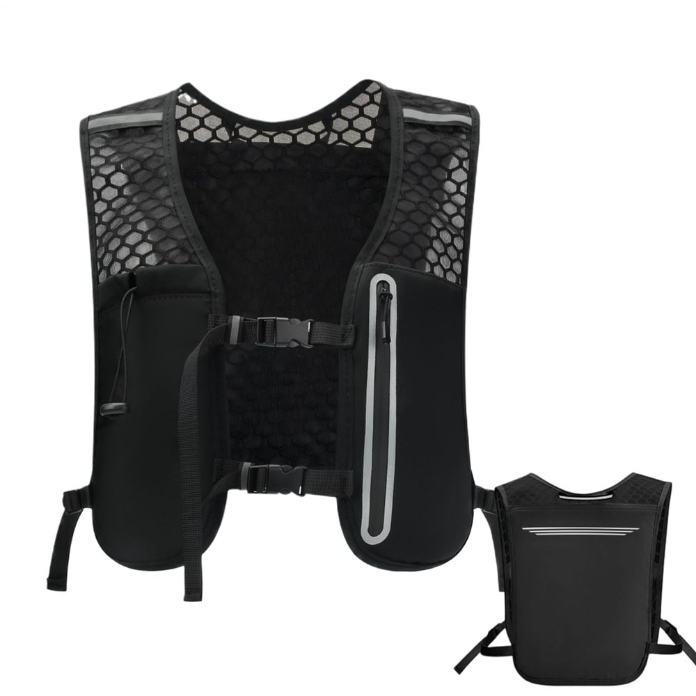 Men's Breathable Running Hydration Vest with Adjustable Strap, Phone Pocket and Non-Slip Chest Strap