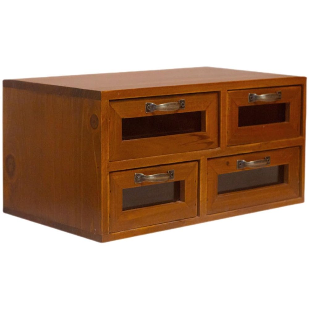 Artibetter Rustic Double-Wall Drawer Organizer, 4 Compartments and 4 Drawers