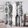 Blackout Grommet Curtains, 2 Panels, 104 x 95 in, 3D Grape Wine Sketch Pattern view 3