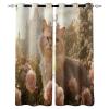 Blackout Panel Curtains, 2-Piece, 146 x 183 cm, 3D Cats and Flowers view 1