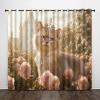 Blackout Panel Curtains, 2-Piece, 146 x 183 cm, 3D Cats and Flowers view 2