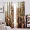 Blackout Panel Curtains, 2-Piece, 146 x 183 cm, 3D Cats and Flowers view 3