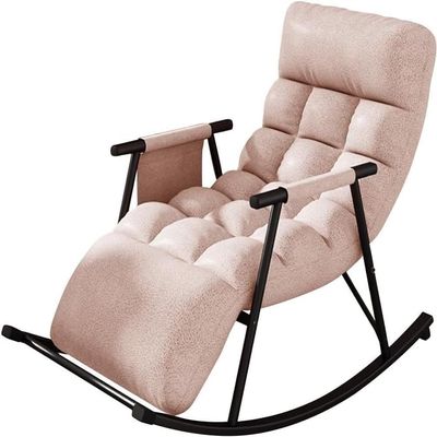 FHSLKXIM Modern Rocking Chair, Lounge Armchair with Side Pockets, Recliner for Adults, Pink B, One Size