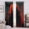 Blackout Curtains 104.3 x 95.3 in, 3D Halloween Bats and Castle Print, 2 Panels view 3