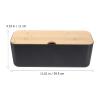 ABS Cable Storage Box with Wooden Lid, Black view 4