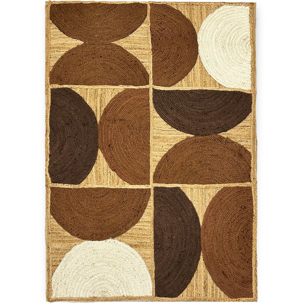 Natural Handwoven Jute Rug, Brown Flatweave