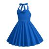 duxyoz Girls' Retro 1950s Polka Dot Halter Swing Dress view 3