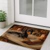 Fanciful Dachshund Bath Mat, Vintage Painting Style, Brown Dog in a Wine Bath, Non-Slip, Absorbent view 2