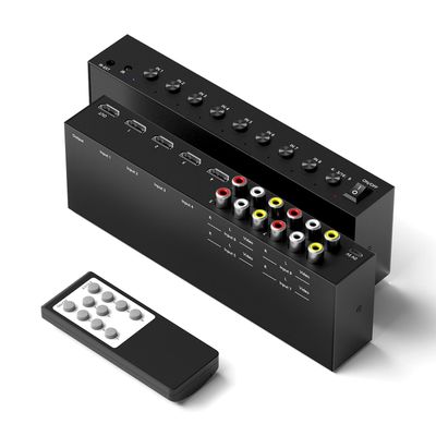 Y.D.F 4-Port HDMI 2.0 Switcher + 4-Port RCA-to-HDMI Converter, 2-in-1 AV Switch with 4:3/16:9 Support