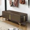 Dark Brown Faux Leather Ottoman Storage Bench, 90 cm view 1