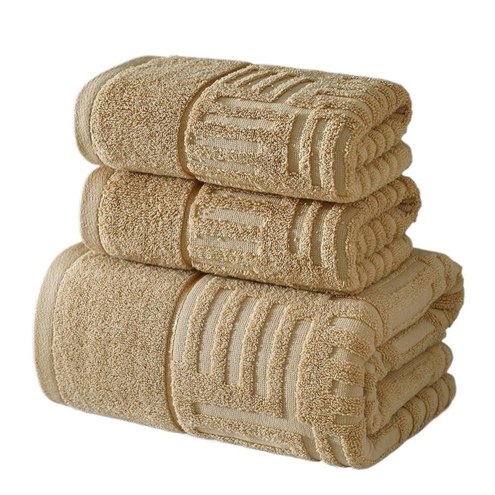 EDQPLL Soft Bath Towel Set, 3-Piece, Khaki