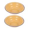 Christmas Party Enamel Soup Bowls, Set of 2, Vintage Yellow view 1