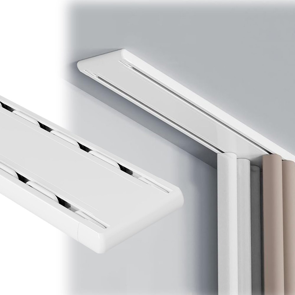 2-Track Ceiling-Mount Curtain Track, 6.6 ft, White Aluminum