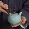 NESPIQ Ceramic Teapot, 250 ml, with Wooden Side Handle view 2