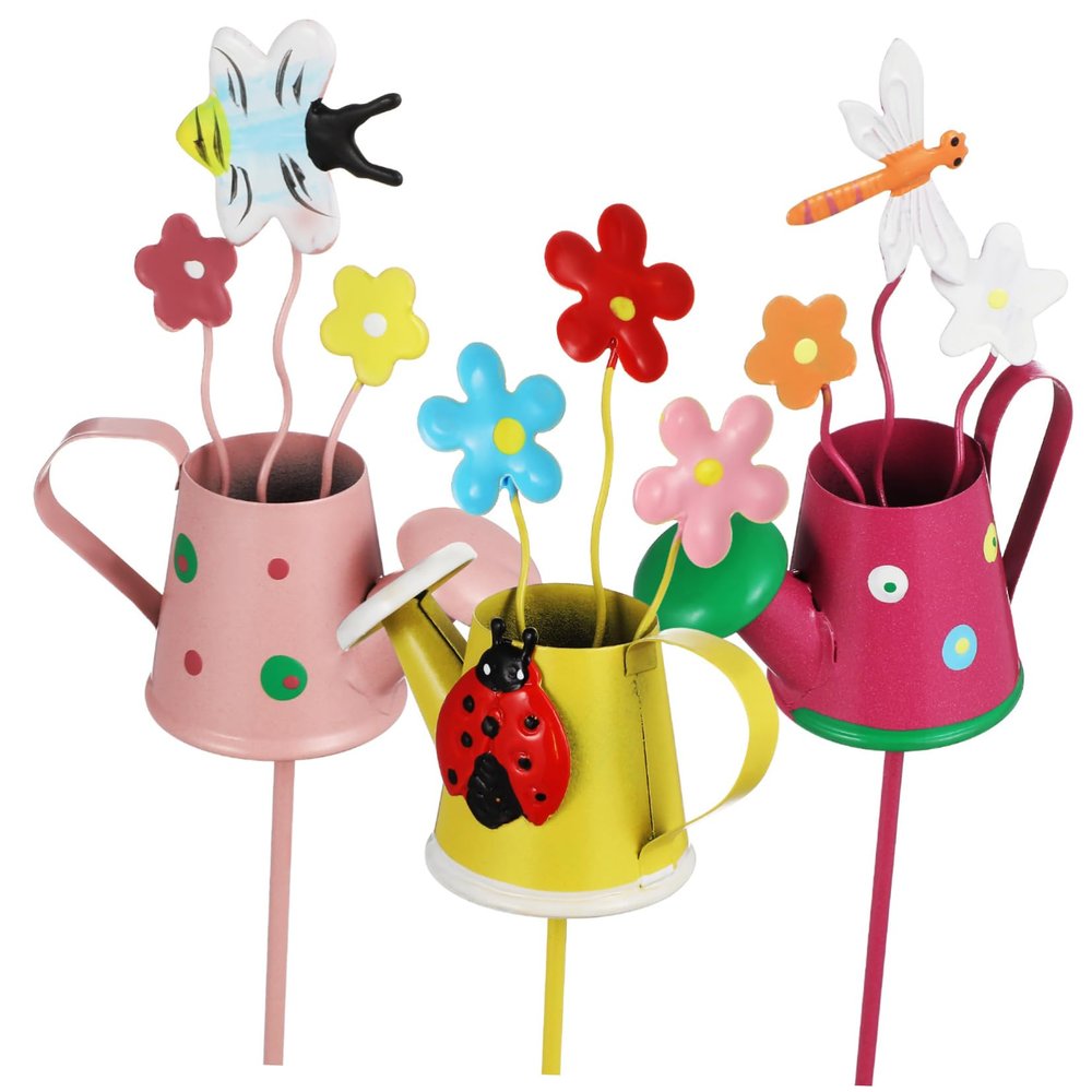 CIYODO 3-Piece Decorative Iron Plant Stakes for Garden Décor
