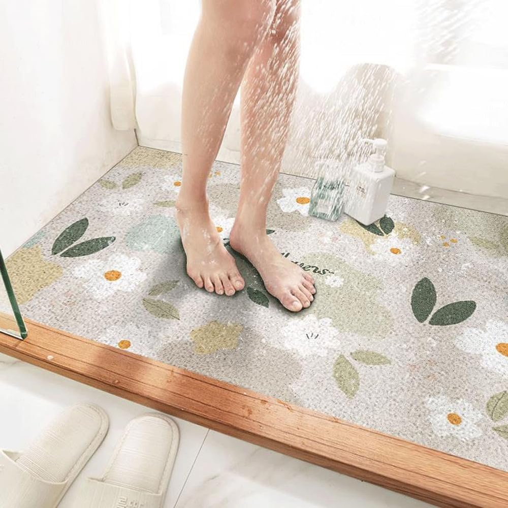 Pevfeciy Gro 100 x 130 cm Non-Slip PVC Loofah Shower Mat