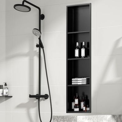 Modern Square Recessed Shower Niche for Tile Walls, Black