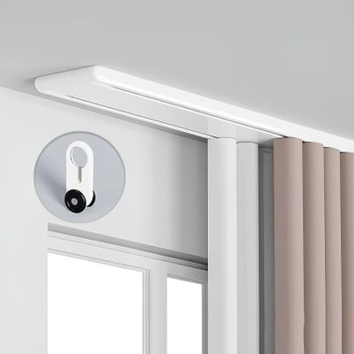 5.1 m Double-Track Curtain Rail, Ceiling-Mounted, White Aluminum