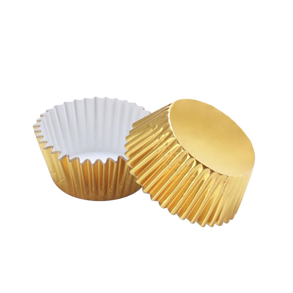 Cupcake Liners, Gold Aluminum Foil, Thick, 100 Count