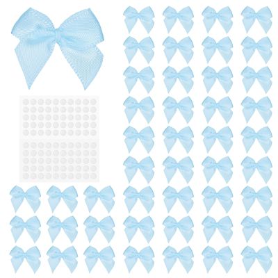 YELARXI Mini Bows, Small Satin Ribbon Bows with Adhesive Pads, 2.5 cm, for Crafts, Weddings, Parties, Decorations, Gift Wrapping, Sewing and DIY, 200 Pieces, Sky Blue