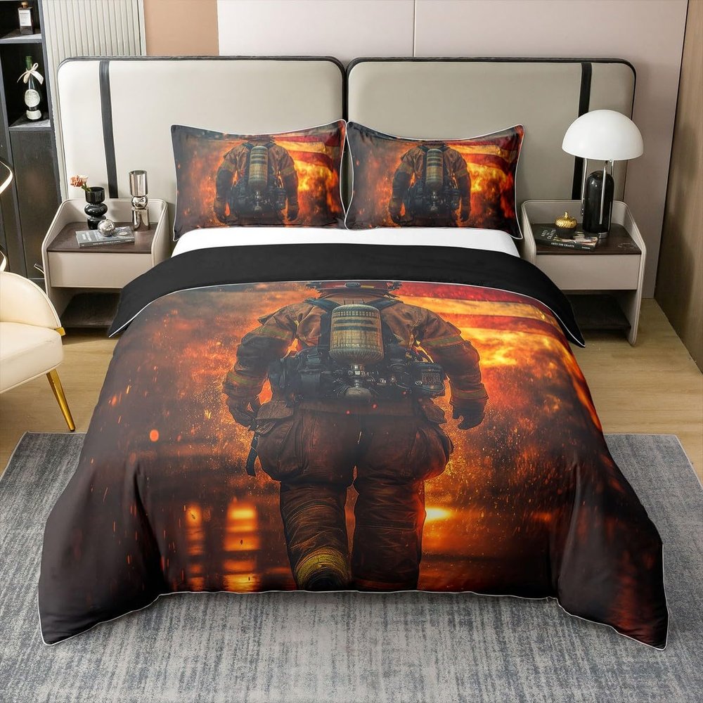Homemissing Firefighter 100% Cotton Duvet Cover Set, 155 x 220 cm
