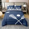 Homemissing Boys' Lacrosse 100% Cotton Bedding Set, 200 x 200 cm, Navy Blue Sports-Themed Duvet Cover for Kids' Rooms view 1