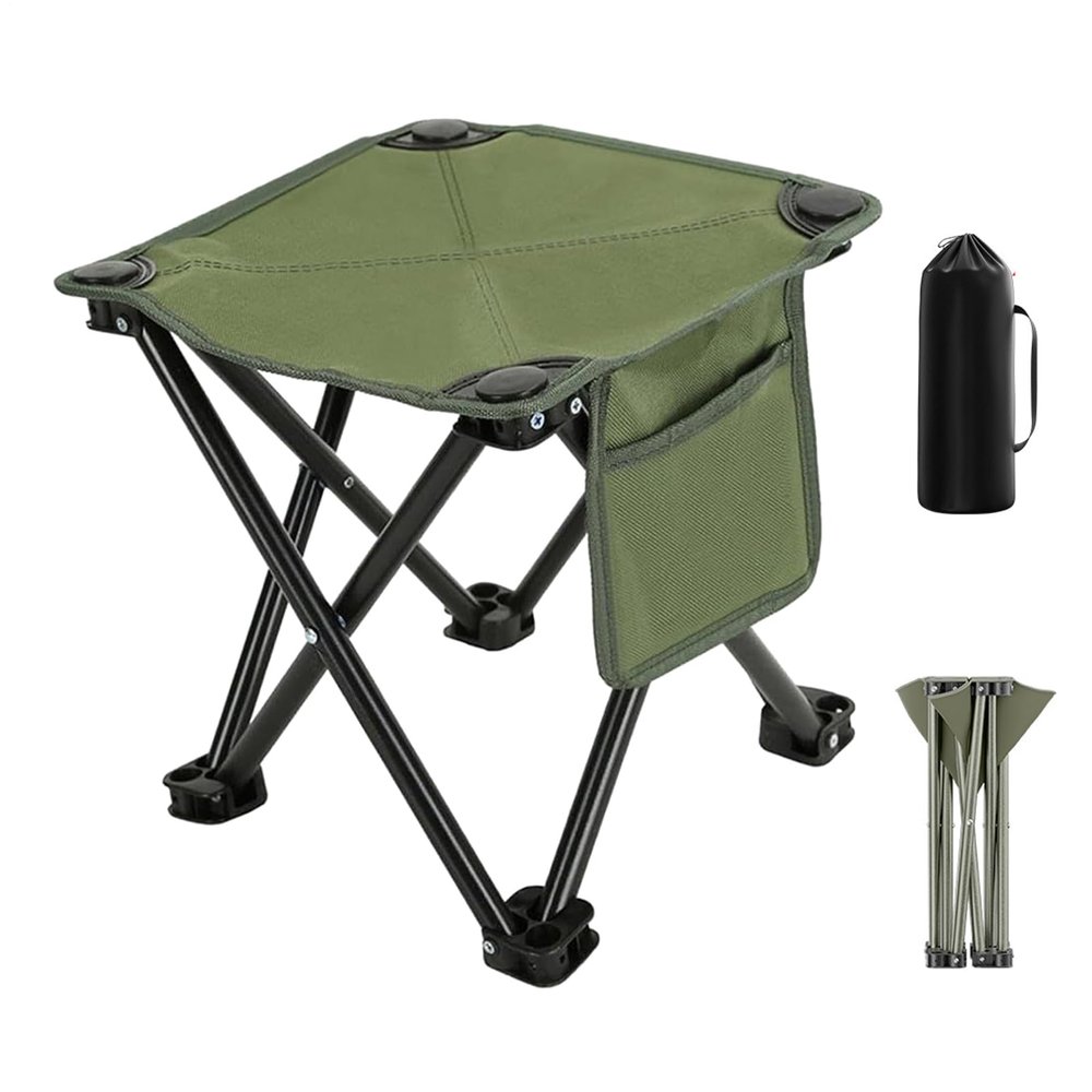 Compact, Lightweight Folding Camping Stool with Non-Slip Base