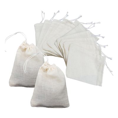 Muslin Drawstring Tea Filter Bags - 12PCs