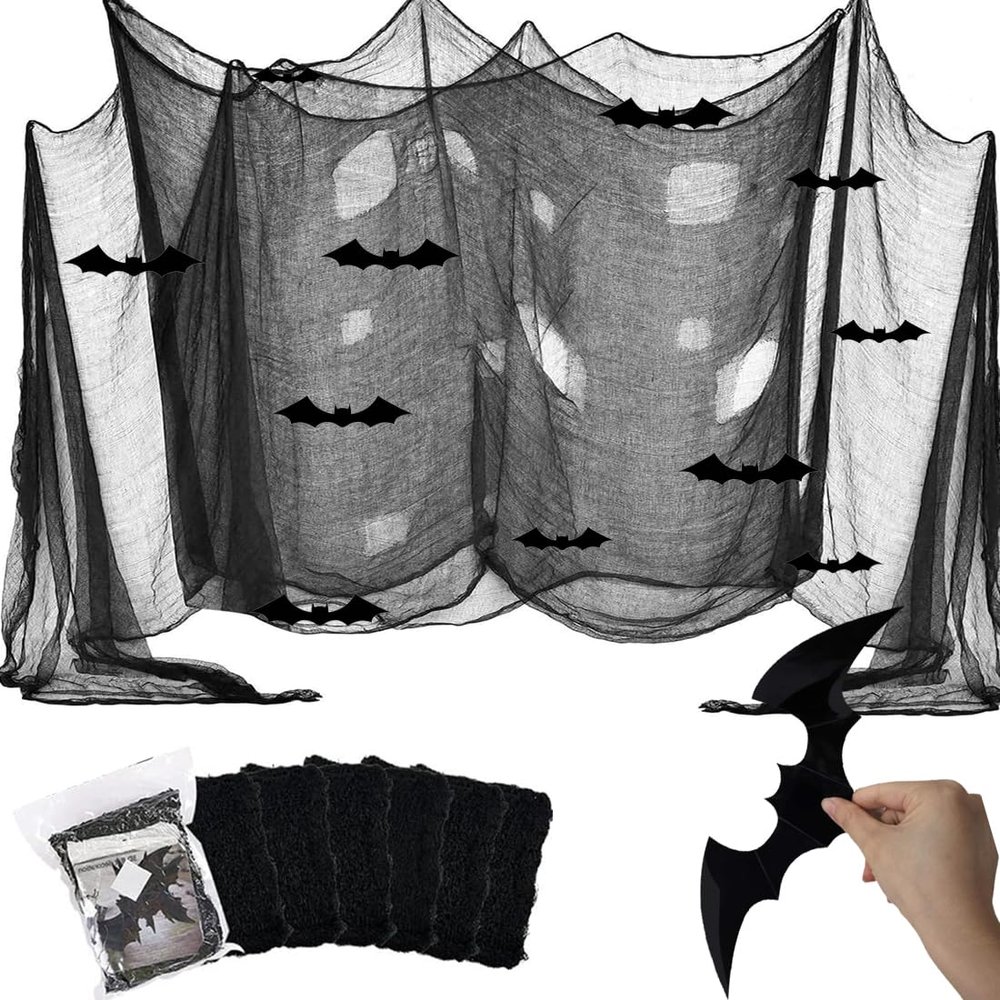 Halloween Creepy Gauze Fabric Black, 6 pcs