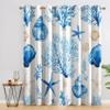 Nautical Coastal Curtains for Living Room or Bedroom, Blue Coral Starfish and Shells, Blackout Thermal Curtains, 2-Piece Set, 300 x 140 cm view 1