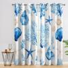 Nautical Coastal Curtains for Living Room or Bedroom, Blue Coral Starfish and Shells, Blackout Thermal Curtains, 2-Piece Set, 300 x 140 cm view 2