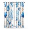Nautical Coastal Curtains for Living Room or Bedroom, Blue Coral Starfish and Shells, Blackout Thermal Curtains, 2-Piece Set, 300 x 140 cm view 3